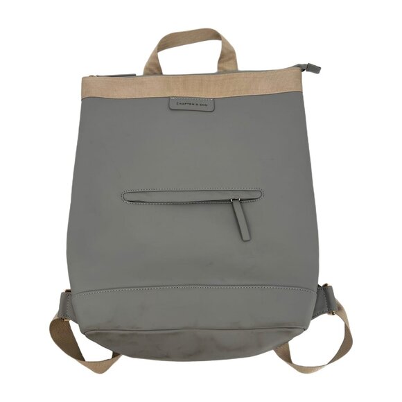 Kapten & Son Gray Beige Faux Leather Backpack | Gold Hardware - Picture 1 of 10